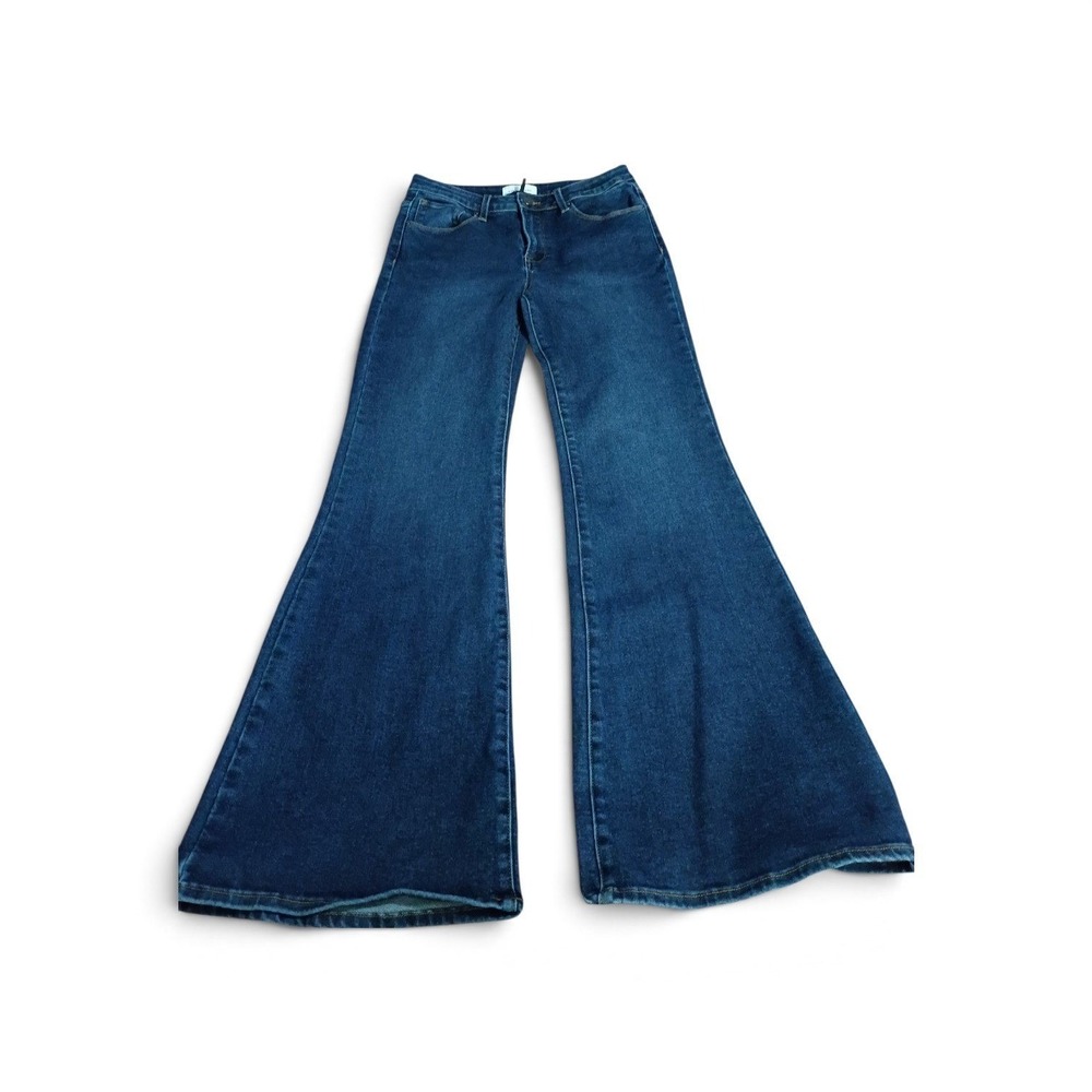 Risen Los Angeles Dark Wash High Rise Flare Jeans RDP5289 Blue Denim Size 11/30